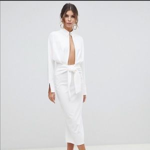 ASOS DESIGN long sleeve wrap shirt midi dress